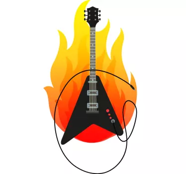 Autocollant guitare heavy metal feu - TenStickers