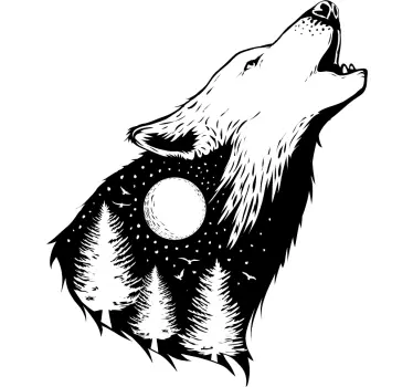 Sticker Mural Loup à la lune - TenStickers