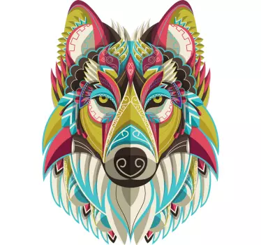 Sticker Mural Loup Tribal - TenStickers