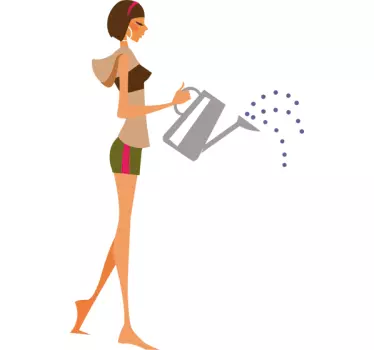 Sticker mode femme arrosant des plantes - TenStickers