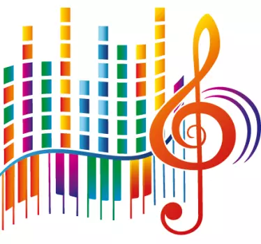 Sticker musique clé de sol couleurs - TenStickers