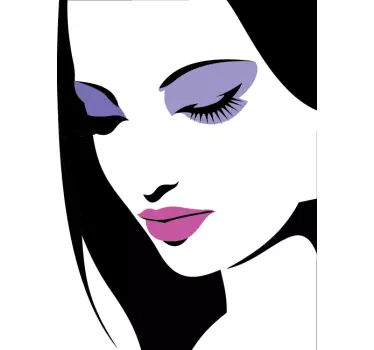 Sticker portrait femme mauve et rose - TenStickers