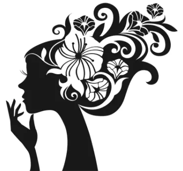 Sticker profil femme fleurs - TenStickers