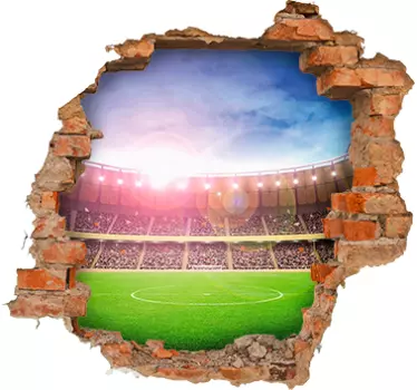 Sticker trompe l'œil trou dans le mur avec stade - TenStickers