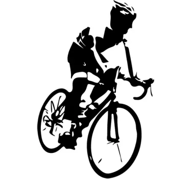 Sticker mural salon silhouette cyscliste mountain bike - TenStickers