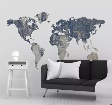 Autocollant mural texture bleu carte du monde - TenStickers