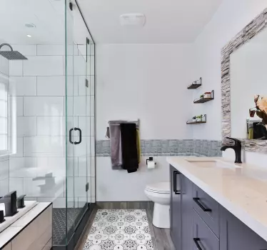 Sticker miroir salle de bain effet pierres - TenStickers
