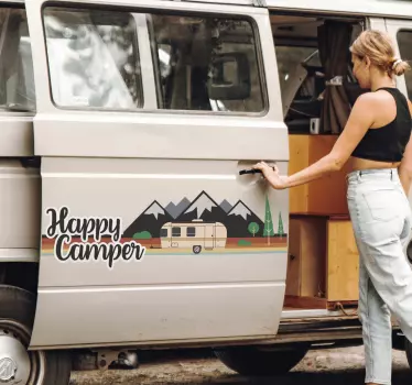 Sticker camping car "Happy Camper" - TenStickers