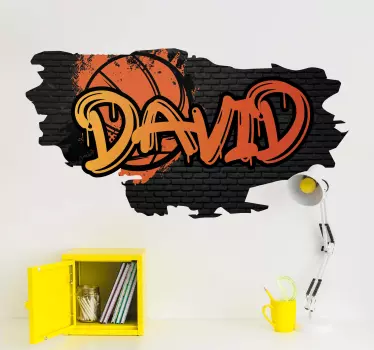 Sticker mural nom personnalisé graffiti basket-ball - TenStickers