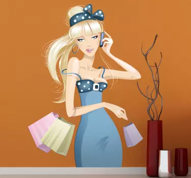 Sticker fashion victim téléphone shopping - TenStickers