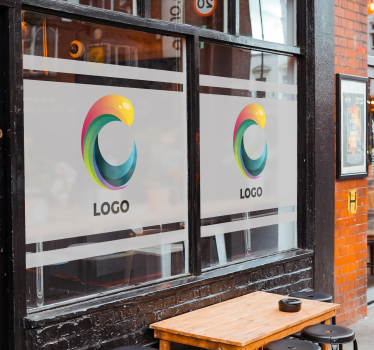 Sticker vitrine logo dans translucide et bandes - TenStickers
