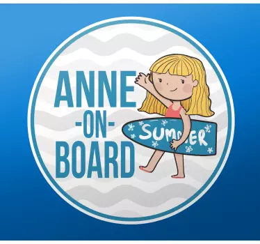 Autocollant bébé à bord aventure de surf personnalisée - TenStickers