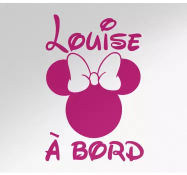 Autocollant bébé à bord oreilles souris fille - TenStickers