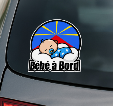 Autocollant bebe a bord bébé endormi sur l'île - TenStickers