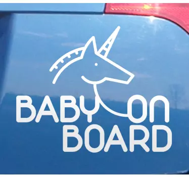 Autocollant bébé à bord licorne - TenStickers