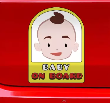 Autocollant bébé à bord portrait de bébé joyeux - TenStickers