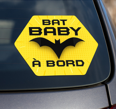Autocollant bebe a bord panneau jaune chauve-souris - TenStickers