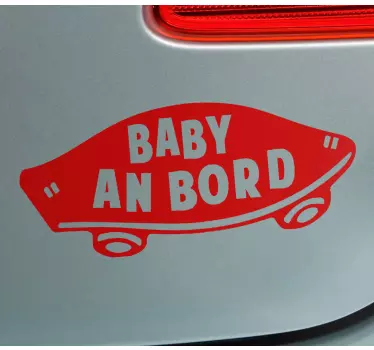 Autocollant Bébé à Bord Skateboard monochrome avec texte - TenStickers