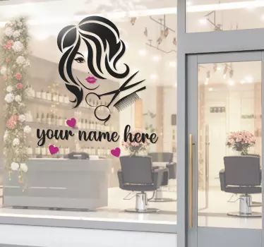 Sticker fenêtre salon de coiffure personnalisé - TenStickers