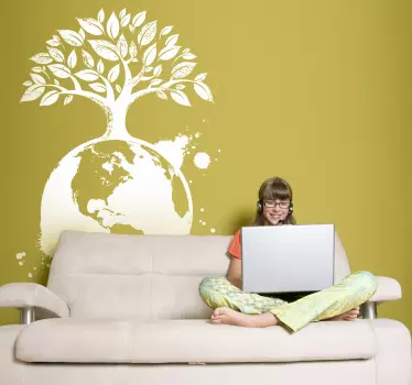 Autocollant mural carte monde écologie - TenStickers