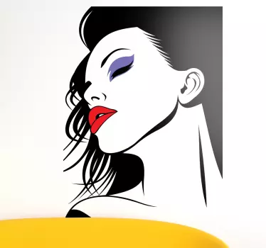 Autocollant mural femme bouche rouge - TenStickers