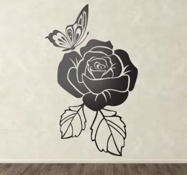 Autocollant mural floral rose papillon - TenStickers