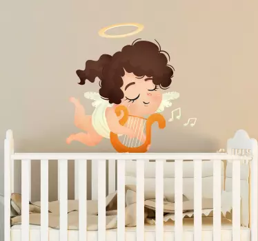 Sticker enfant ange jouant de la harpe - TenStickers