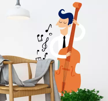 Autocollant mural musicien contrebasse - TenStickers