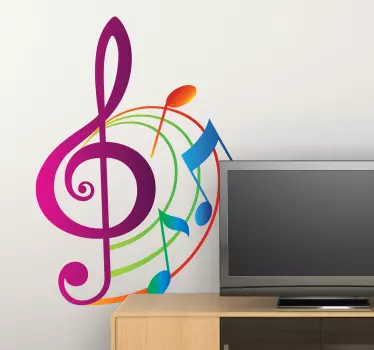 Autocollant mural musique couleur - TenStickers