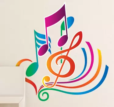 Sticker musique notes en couleur - TenStickers
