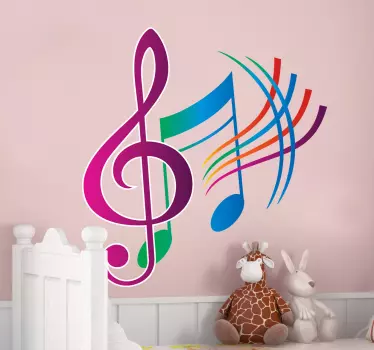 Sticker musique notes multicolores - TenStickers