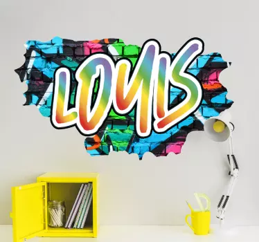 Sticker mural personnalisé avec nom graffiti coloré - TenStickers