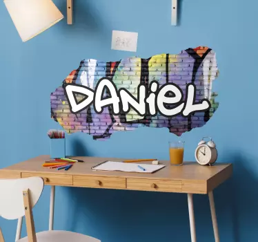 Autocollant Personnalisable Mur de briques cassé avec graffiti - TenStickers