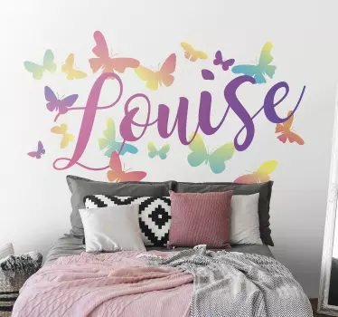Sticker mural chambre ado papillons avec prénom - TenStickers
