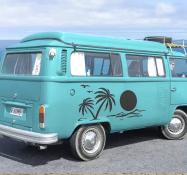 Sticker camping- car coucher de soleil et palmiers - TenStickers