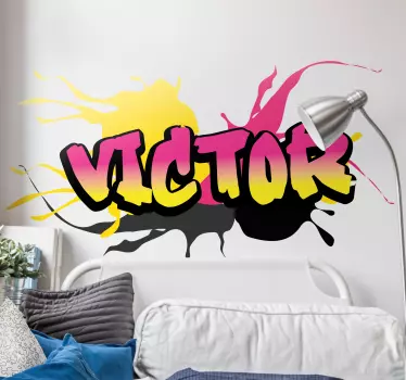 Sticker chambre ado graffiti rose et jaune - TenStickers