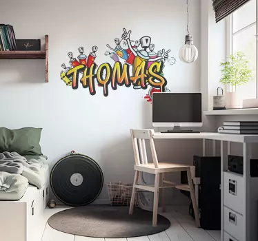 Sticker urbain nom personnalisé bombes graffiti - TenStickers