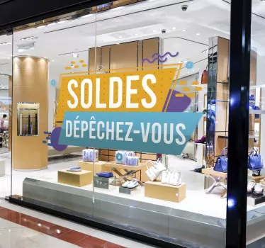 Sticker vitrine soldes dépêchez-vous - TenStickers