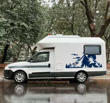 Sticker camping car chaîne de montagnes - TenStickers