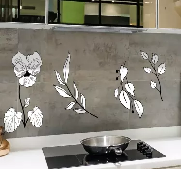 Sticker fleur armoires de cuisine  - TenStickers