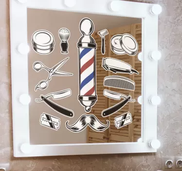 Décoration murale instruments de coiffeur - TenStickers