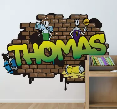 Sticker Mural personnalisable graffiti brique - TenStickers