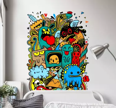 Kit pour Sticker Graffiti de monstre grunge abstraite - TenStickers