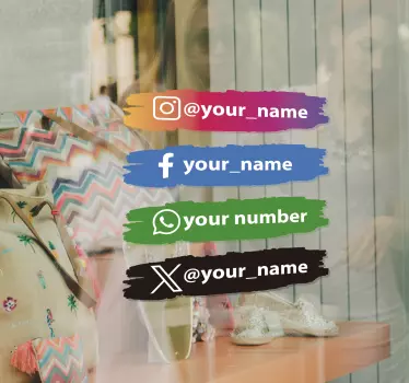 Sticker vitrine icônes réseaux sociaux personnalisées - TenStickers