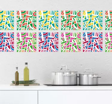 Sticker Salle de Bain Motifs Carreaux Abstraits - TenStickers