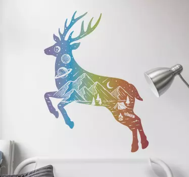 Sticker Animal Sauvage Cerf coloré - TenStickers