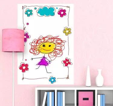 Tableau blanc adhésif cadre fleuri - TenStickers