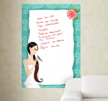 Tableau blanc adhésif cadre style romantique - TenStickers