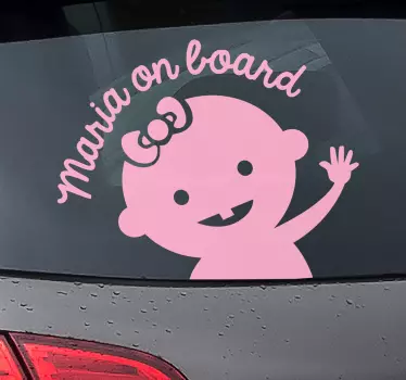 Autocollant bébé à bord fille avec nom - TenStickers