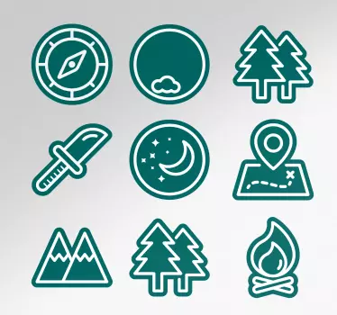 Sticker camping car boussole et sommet - TenStickers